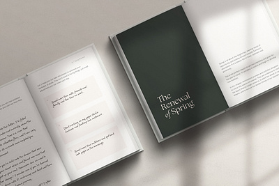 The Seasons: Wellness Journal Layout branding editorial editorial layout gold graphic design green handwritten journal layout magazine minimal modern notebook print print design scandi seasonal typography