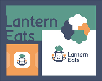 Logo design | Lantern Eats app app icon branding chef chef hat design eats food food logo fork graphic design happy face lantern lantern logo logo restaurant spoon vector warm logo