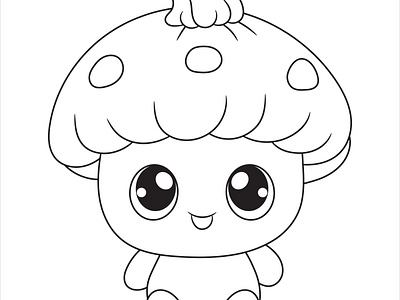 Mushroom Coloring Book Page for Kids adult coloring book coloring book coloring page cute cute mu8shroom coloring book cute mushroom coloring page cute mushroom line art design drawing graphic illustration line art line drawing mushroom mushroom coloring book mushroom coloring page