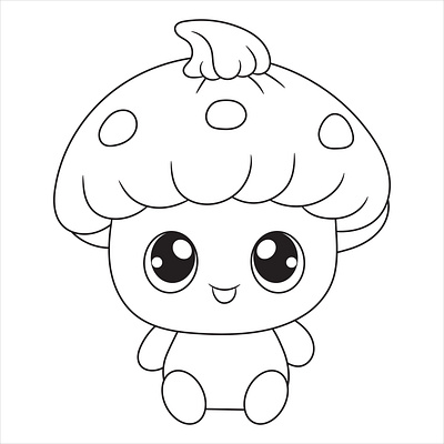 Mushroom Coloring Book Page for Kids adult coloring book coloring book coloring page cute cute mu8shroom coloring book cute mushroom coloring page cute mushroom line art design drawing graphic illustration line art line drawing mushroom mushroom coloring book mushroom coloring page