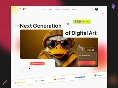 NFT Digital Art Website Landing Page Design 3d animation app artwork branding color crypto design graphic design illustration landingpage logo motion graphics nft template trading ui uiux website wix