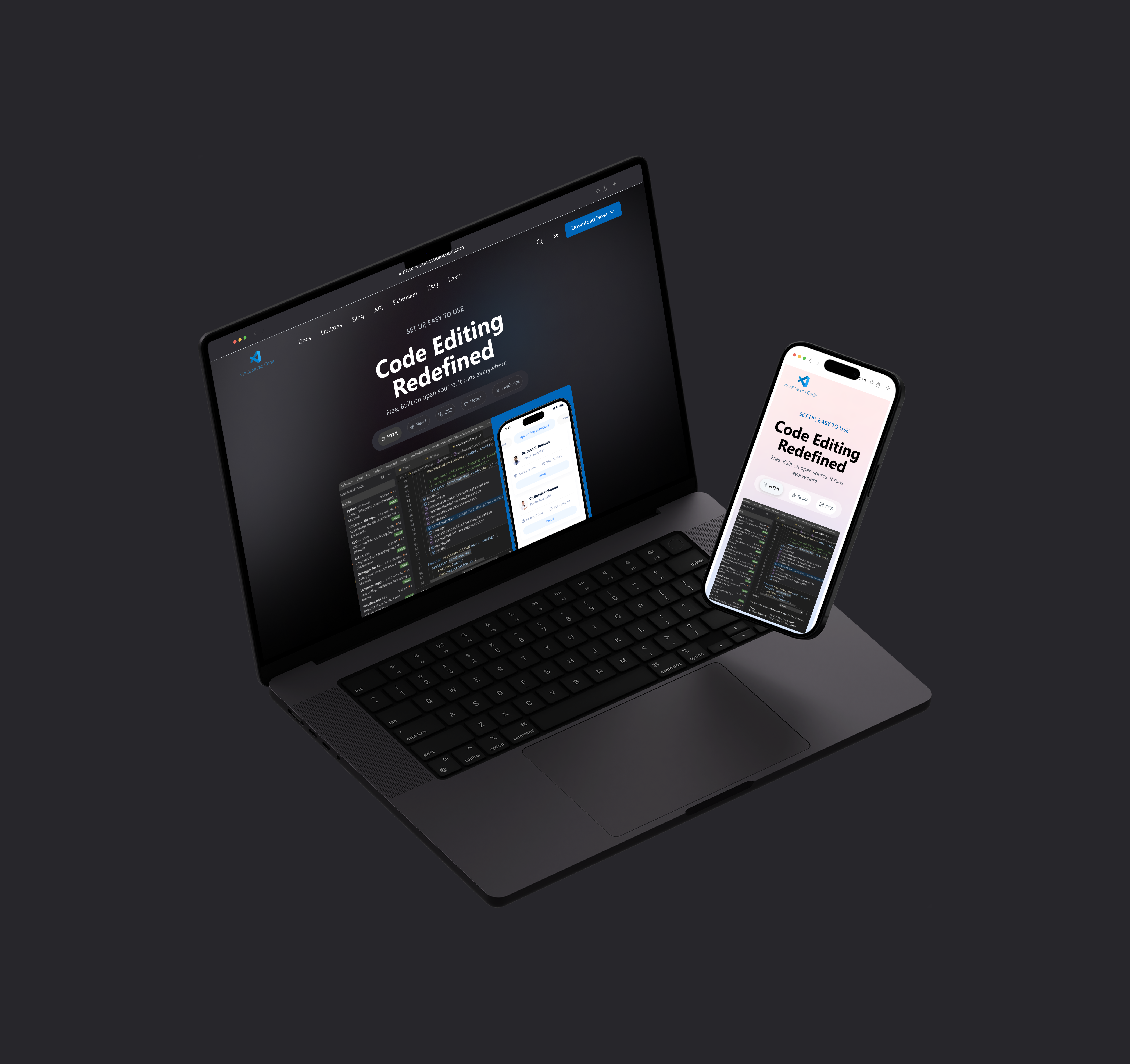 Visual Studio Code Hero section(light and dark mode) redesign branding hero section landing page light and dark mode design ui website design
