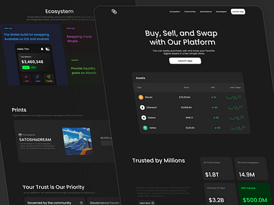 Atomic - Decentralized Exchange Landing Page blockchain crypto crypto wallet design exchange landing page ui ux wallet web 3 website