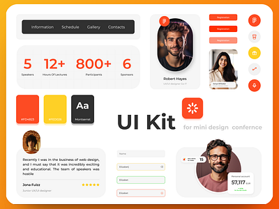 UI Kit For Mini Design Conference ai button color infographic input logo menu photo review ui kit