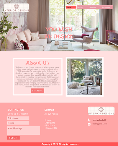 Interiors Design Website Home Page