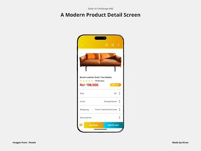 Daily UI Challenge #60 design ecommerce furniture gradient mobile design product product page sofa ui uichallenge ux uxdesigner uxui