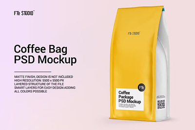Coffee Bag with Tin-Tie PSD Mockup bag clip coffee coffee bag coffee beans food food bag glossy mock up packaging design pouch print smart layer smart object snack bag soft plastic stand up pouch template tin tie