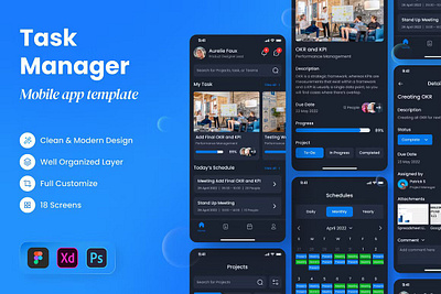 Melieo Task Manager Mobile App app application banner business concept design icon illustration interface internet management manager mobile office phone screen task technology web website