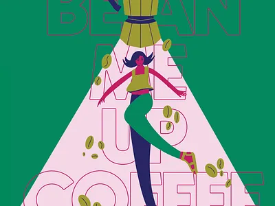 Bean me up, Coffee! character design coffee coffee bean colorful girl illustration illustrator kettle minimal vector