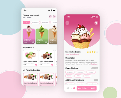 Ice Cream App branding graphic design ui