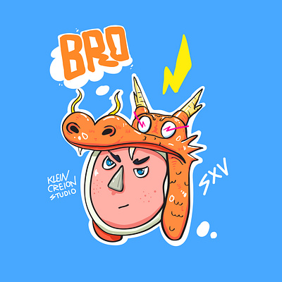 man dragon head hanndrawn illustration vector vector art