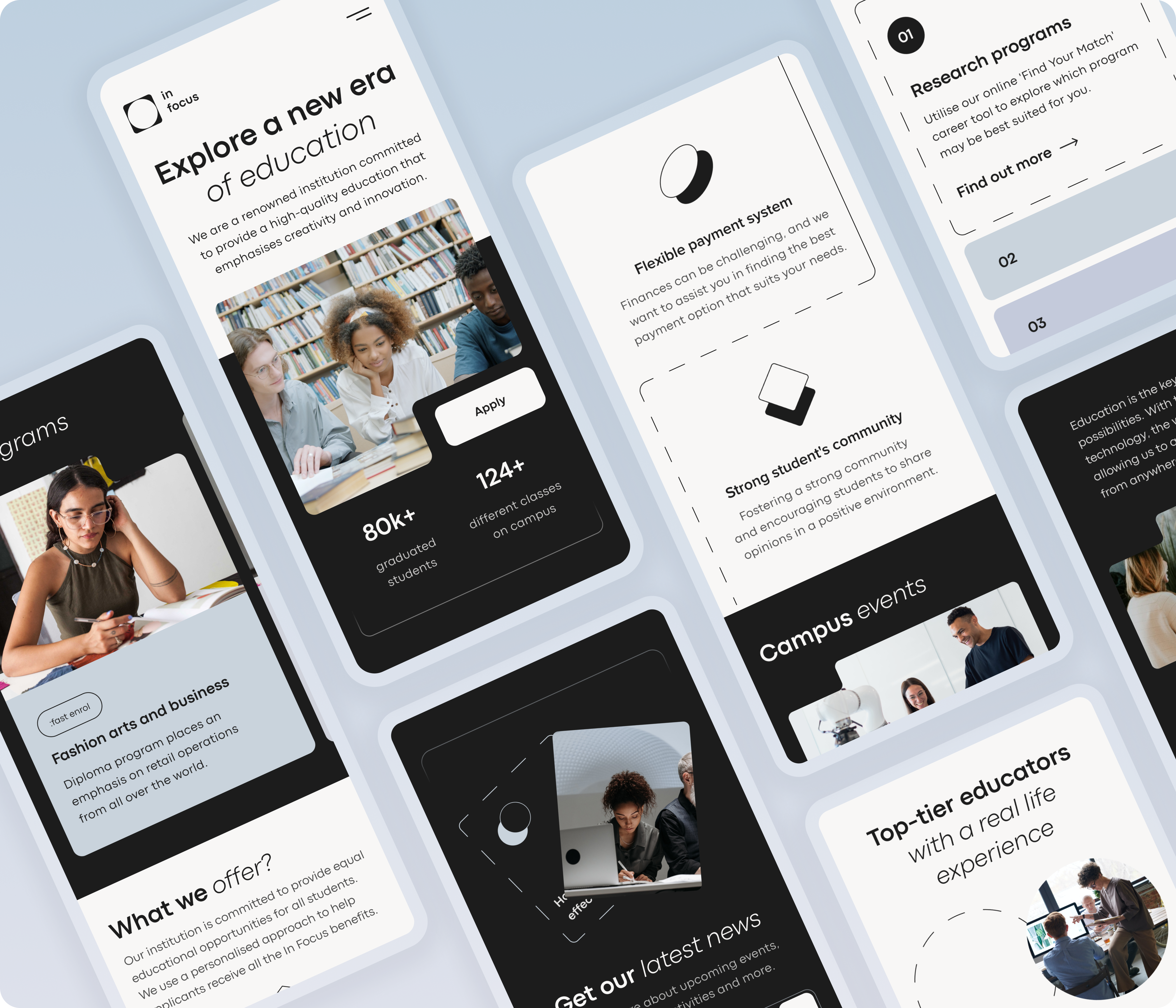 Education website mobile version education interface mobile mobile screens mobile website study ui design university ux design website