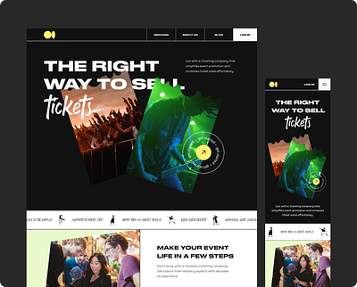Event promoters website dark events home page inspiration landing page layout design music tickets typography ui design ux design web website