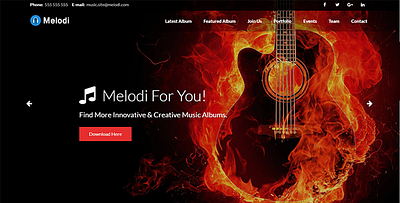 Melodi boostrap music onepagetheme website