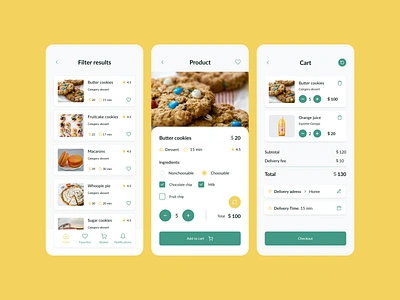 Food delivery app app beverage cafe cakes coffee shop cookies delivery service design ecommerce food delivery app interface design juice meal mobiledesign project ui ui ux user flow ux visualdesign