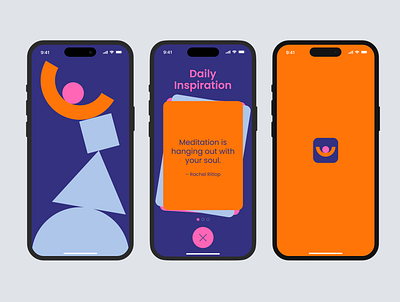 Daily Inspiration (Meditation) App Concept animation app branding cards design graphic design illustration logo meditation onboarding ui ux