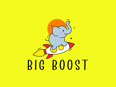 Big boost (minimal logo, combination logo) big boost logo branding combination logo elephant logo elephant rocket logo graphic design logo minimal elephant logo minimal logo minimal luxury logo rocket logo tranding logo