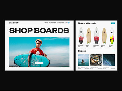 Surfing shop design surfboard website surfing store surfing web design ui ux web design