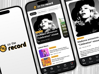 On the Record screens app ios mobile mockup music news ui ux