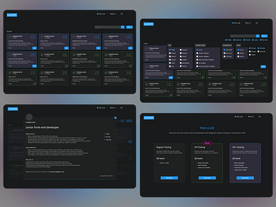 Job Portal dark dark mode dark theme design figma graphic design job jobs site ui uiux ux uxui web web design website work