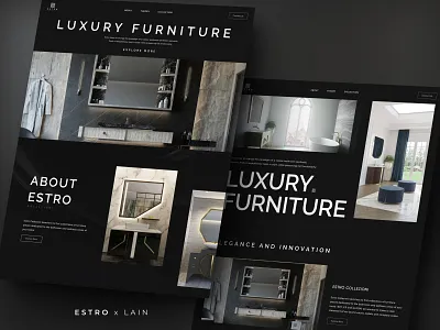 ESTRO - Luxury Furniture Website Concept branding company company profile dark furniture graphic design interior international layout luxury ui ui design ux web layout webdesign website website design website layout