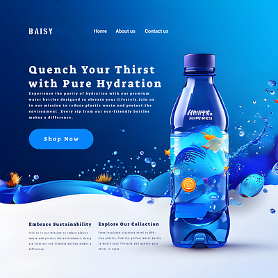 Bottle website design blue modern hero ui uiux ux webapp websit design whilte