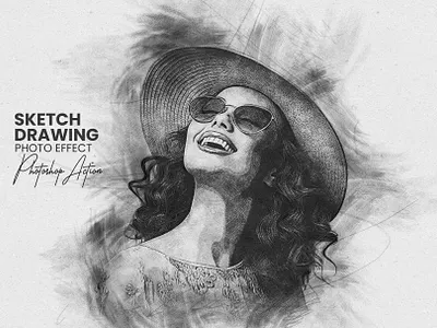 Sketch Drawing Photoshop Action artistic artisticphotoshop creative creativeeffects designinspiration digitalart download drawing graphicdesign line art photo effect photoeffects photoshop photoshop action portrait sketch