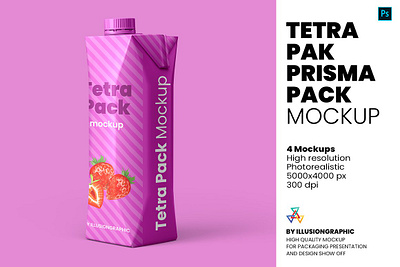 Tetra Pak Prisma Pack Mockup 3d 3d illustration 3d model ad advertising cap isolated package paper photo realistic photorealistic plastic present prisma packing product scene smal spread tetra pack tetra packbottle tetrapak