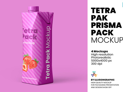 Tetra Pak Prisma Pack Mockup 3d 3d illustration 3d model ad advertising cap isolated package paper photo realistic photorealistic plastic present prisma packing product scene smal spread tetra pack tetra packbottle tetrapak