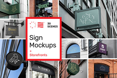 Sign Mockups and Storefront Mockups brand branding bundle free updates identity kit logo logotype pack portfolio presentation print psd scene stationery template