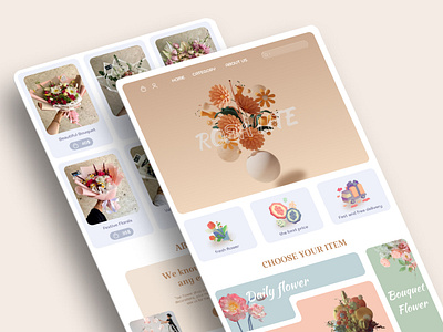 flower website 3d flower bouquet buy plant onlion case study ecommerce flower website flowers flowers shop concept home page landing page ui ui design ui ux ux web web design