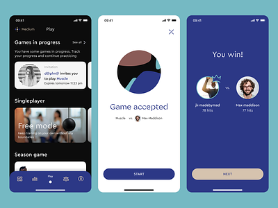Play Screens for Bownce Sports Tech Startup madebymad