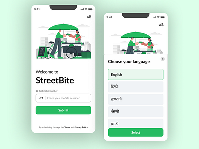 Street Food Vending App app design branding design food vending app illustration logo mobile design ui