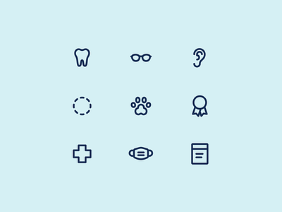 Healthcare Category Icons dental healthcare hearing icon icons line mask medical minimal mono plastic surgery simple veterinary vision