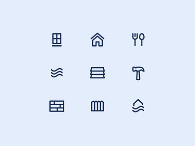 Home Improvement Category Icons fence hammer home home improvement house icon line minimal renovation roof siding window