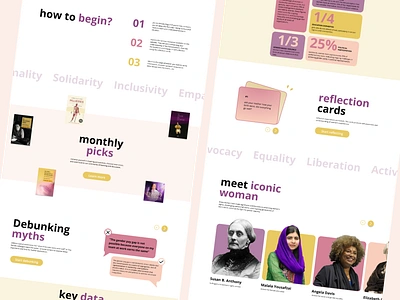 Crafting a Feminist Education Space✨ branding feminism feminist product design ui uidesign ux uxdesign visuals woman womanintech