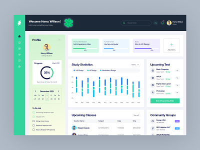 E-Learning Dashboard analytics desing e learning dashboard education education system interface learning deashboard learning management platform online education study ui ux web app