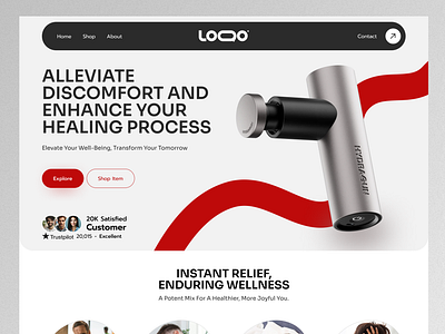 Find Relief and Boost Your Recovery Journey landing page UI clean landing page ui minimal pain relief.com product design website web design ideas