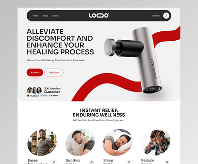 Find Relief and Boost Your Recovery Journey landing page UI clean landing page ui minimal pain relief.com product design website web design ideas