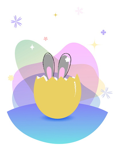 Easter bunny bunny children illustration colorful colorful illustration digital illustration easter easter card egg greeting card illustration postcard vector illustration