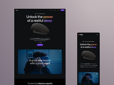 Home page design - Bia (V2) ecommerce homepage landing page product product page sleep sleep mask sleep page ui wearable web design website