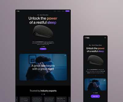 Home page design - Bia (V2) ecommerce homepage landing page product product page sleep sleep mask sleep page ui wearable web design website