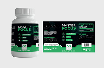 Master Focus Supplement Bottle bottle design branding design ecommerce graphic design packaging design social media