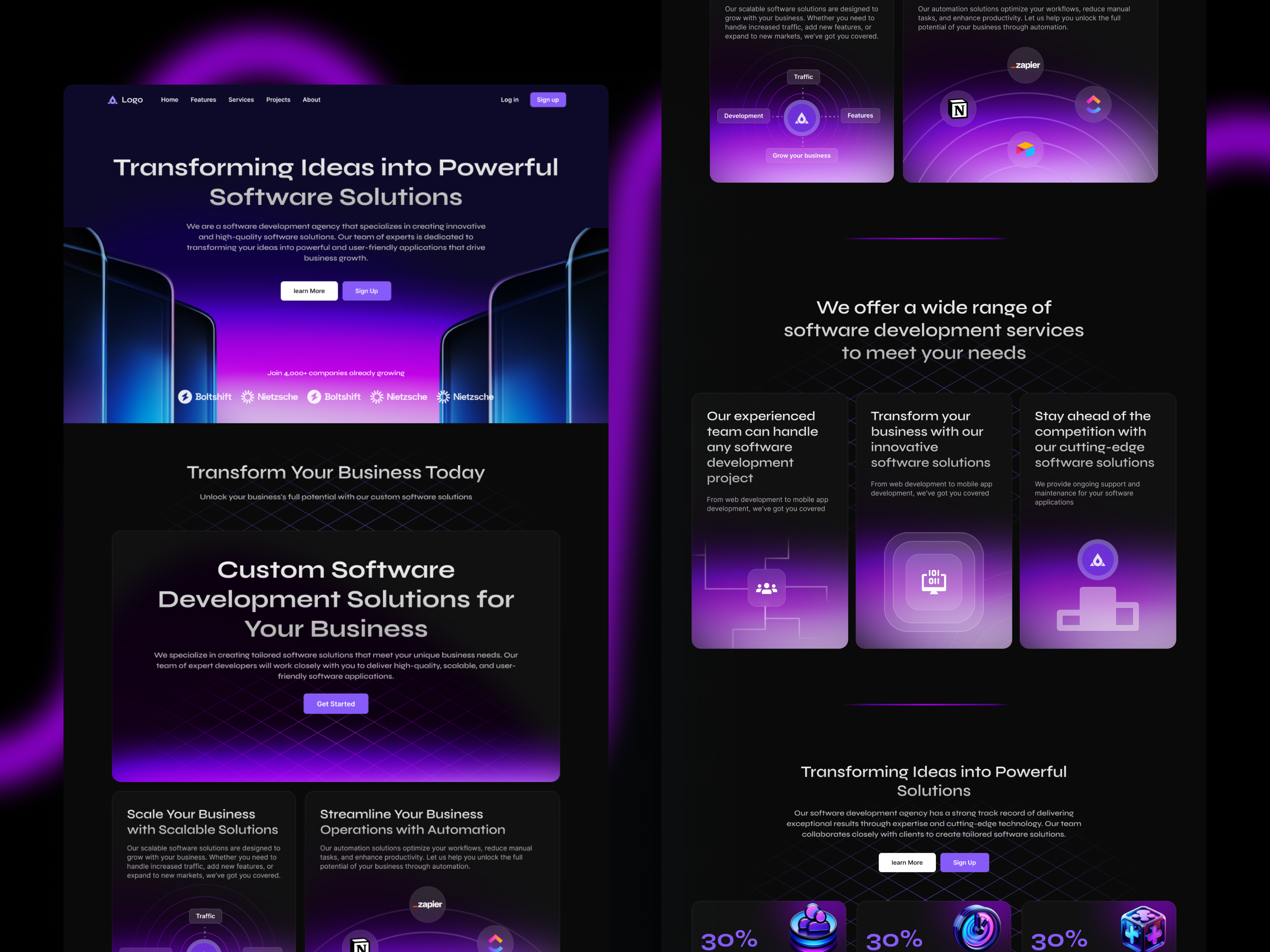 CodeCraft Solutions - Software Development Agency Website Design bento grids dark mode design development agency exceptional user experience gradient seamless integration software development ui ui design ui ux design web design website design