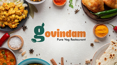 Govindam branding design designer food branding illustrator logo menu design photoshop poster veg veg food