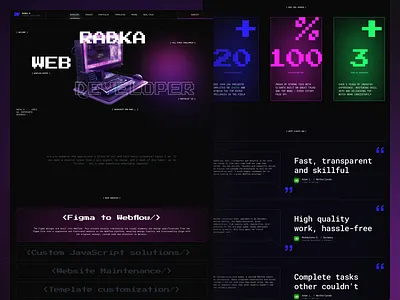 Web Developer's Portfolio - Landing Page Design ai branding creative design figma freelancer logo portfolio ui ux web web3 webdesign webflow website