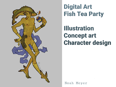 Fish Tea Party character design concept art digital fantasy fish illustration white rabbit