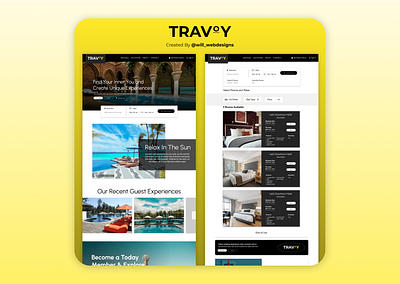 Travoy | Hotel Reservation branding design hotel platform reservation ui ux web design yellow
