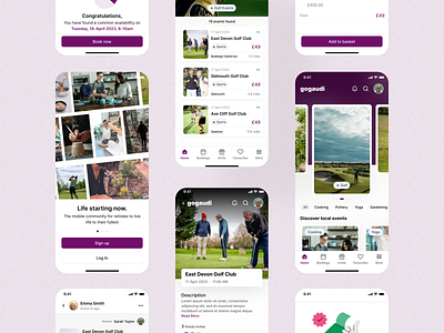 Gogaudi Mobile App (for events around you) app branding daily 100 challenge dailyui dailyuichallenge event events app golf logo mobile mobile app sports ui uiux