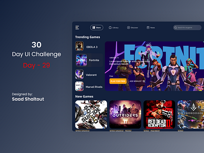 Game store app app design ui ux web design
